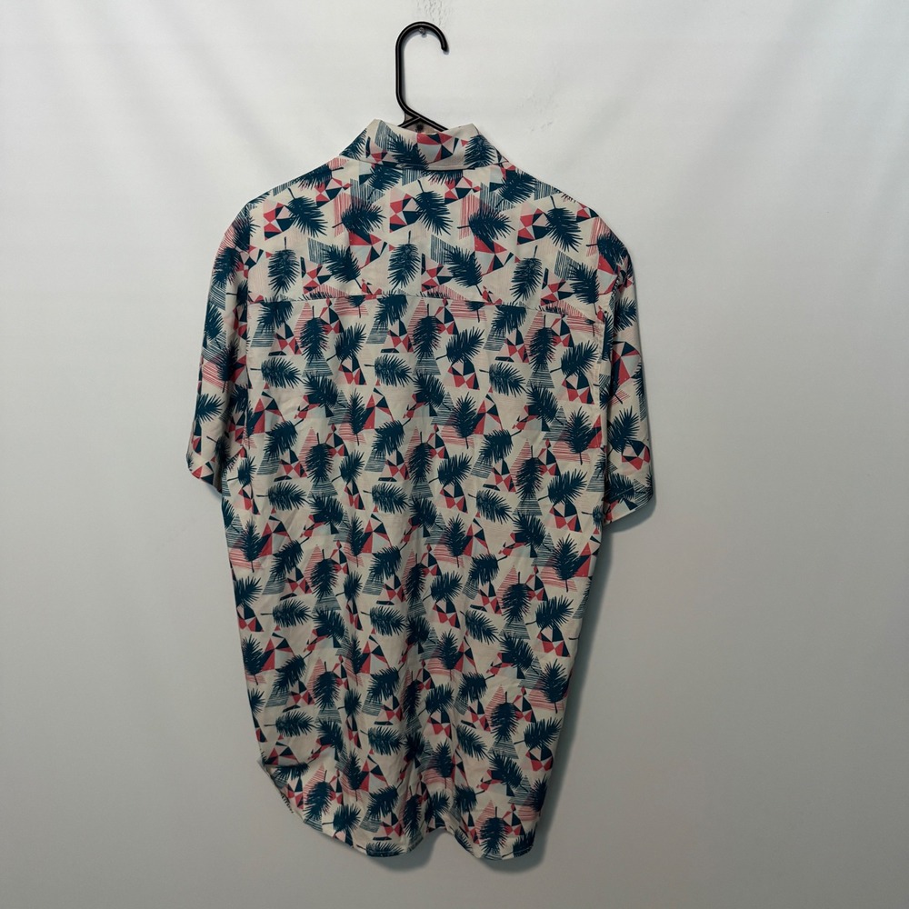Dixxon Shirt Mens Large White Blue Palm Tree Shoreline Drive Party Performance - Picture 7 of 9